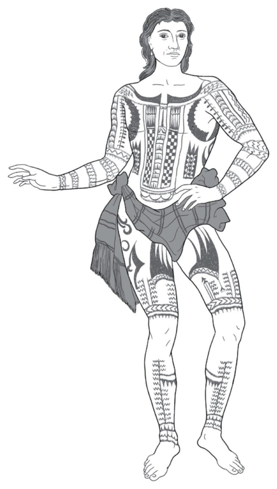 Tattooed man from Mindanao, illustration from Ink & Blade