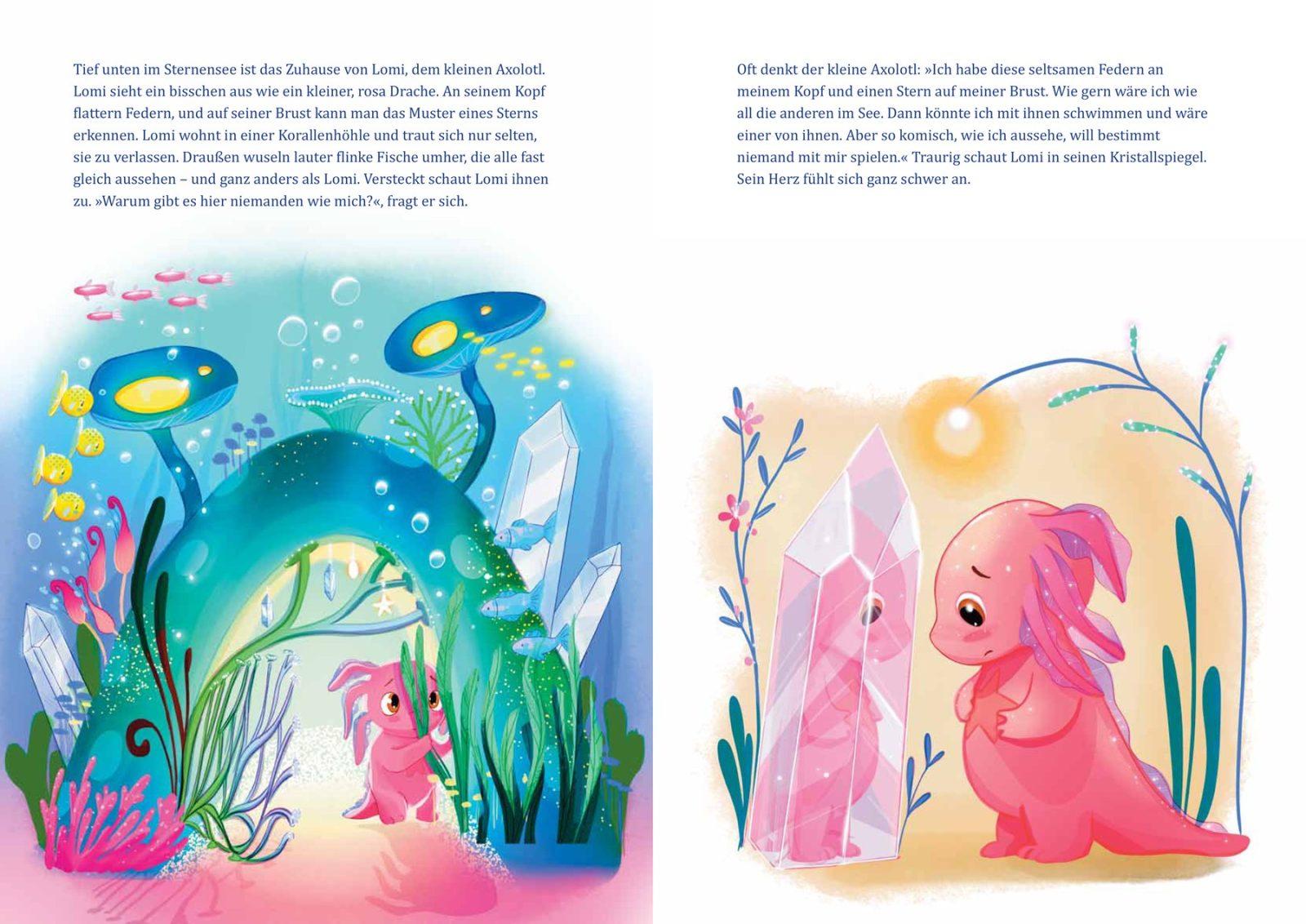 Lomi, the Axolotl, illustration by Ana Eyes 1